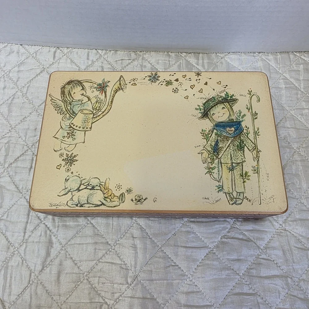 Vintage Reuge Swiss Music Keepsake Box Try To Remember Angel Watering Child Lamb